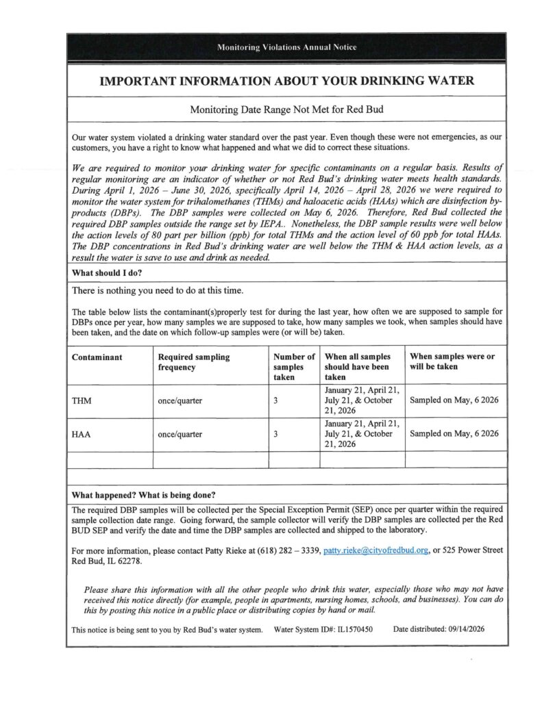 Monitoring Violations Annual Notice