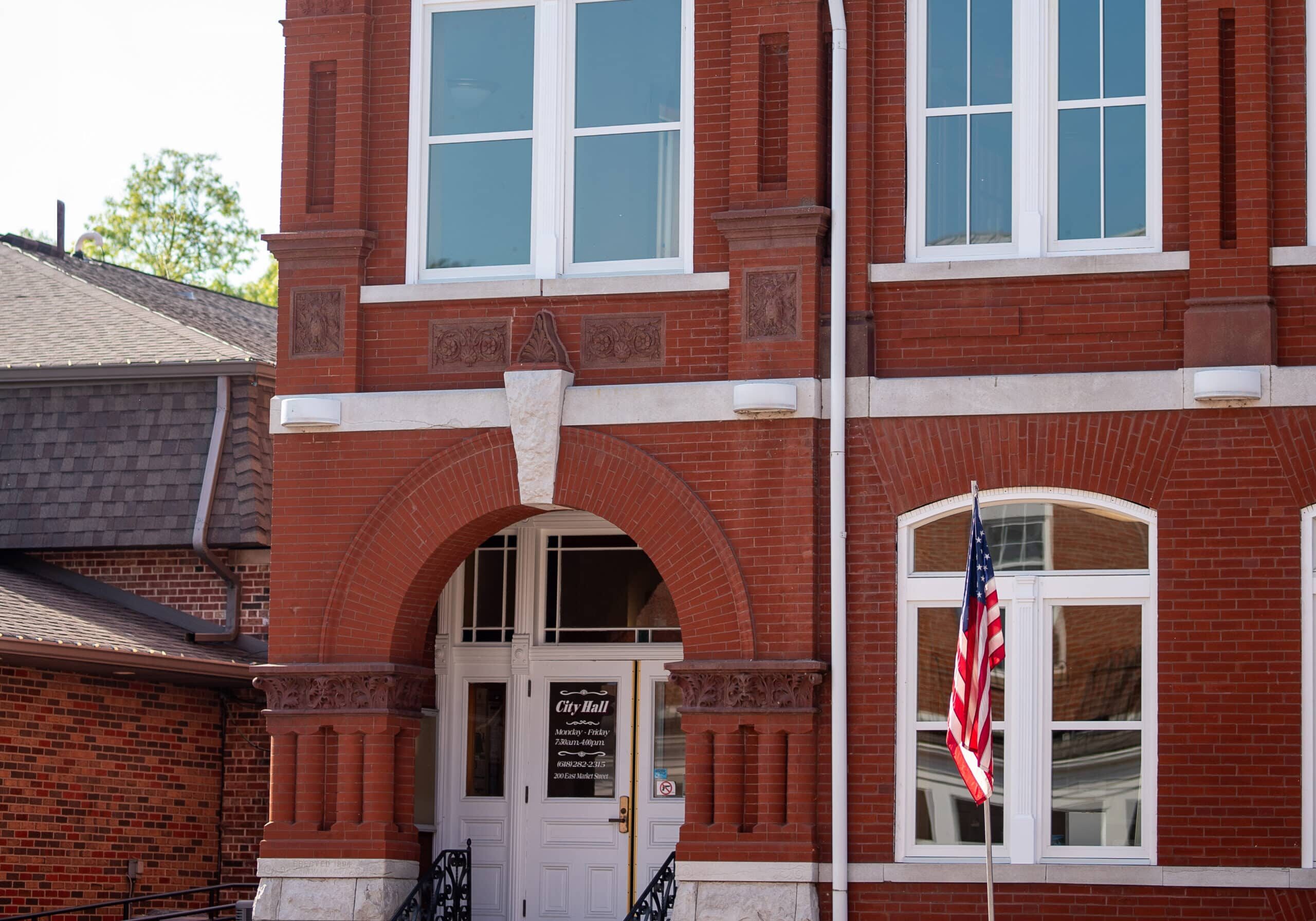 City Hall in Red Bud IL entrance view