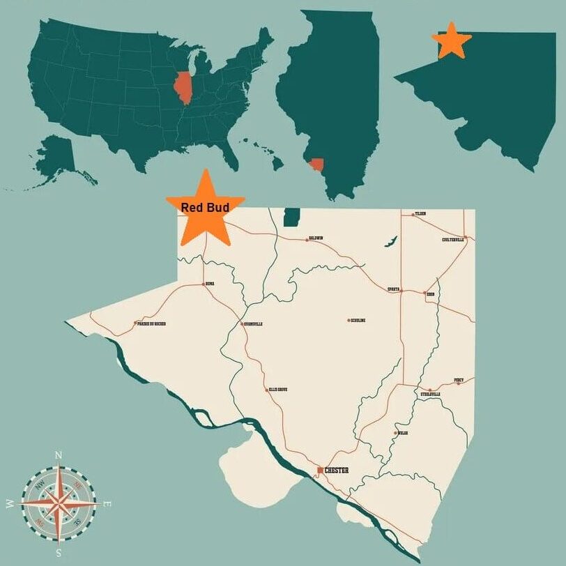 Star-Red Bud-map-of-randolph-county-in-illinois